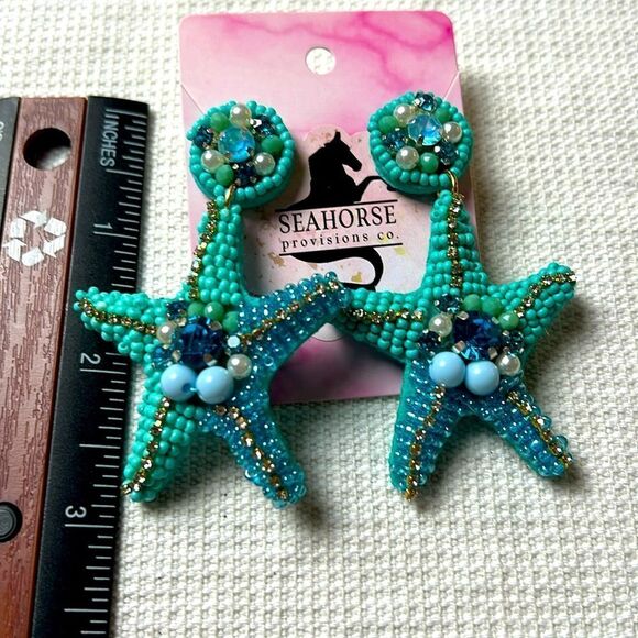 Seed Bead Starfish Earrings - Picture 1 of 1